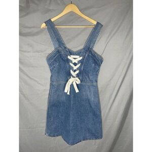 Paige Tula Denim Dress Womens Large Lace Up Side Zip Sundress